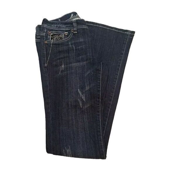 LA Idol Jeans Women's Size 5  29x32 Embellished Bling Pockets Bootcut Denim Blue - Picture 1 of 5